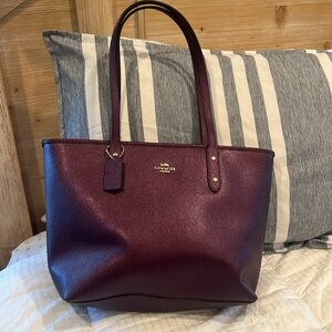 Brand New With Tags. Coach Tote Bag in Metallic Raspberry